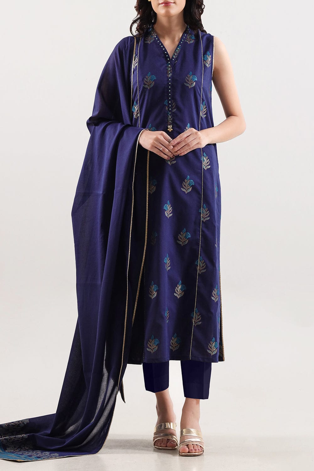 SAYA Unstitched Jacquard Cotton 3 Piece