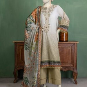 Embroidered Lawn 3 Piece Suit Multicolor