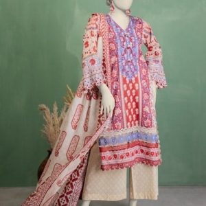 DOBBY EMBROIDERED UNSTITCHED 3PC | JLAWN-S-25-3410 MIX FLORAL-4